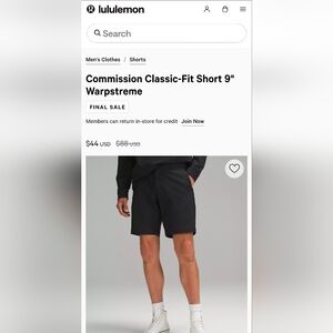 lululemon athletica Men's Black Commission Short Classic Shorts
